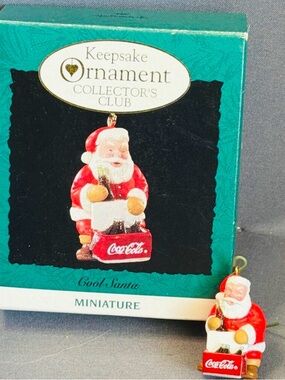 Coca Cola Red Santa Keepsake Ornament - Collector's Club Cool Santa Hallmark